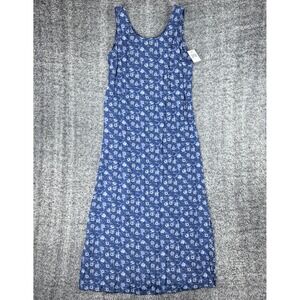 NEW Nina Piccalino Womens Sz 16 Blue Floral Rayon Maxi Dress Sleeveless Back Tie